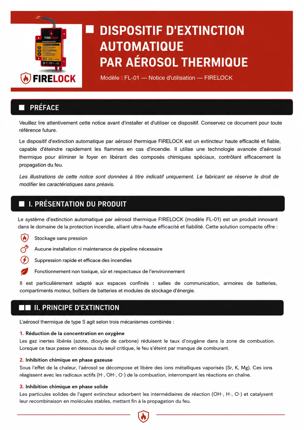 Notice d'utilisation Firelock